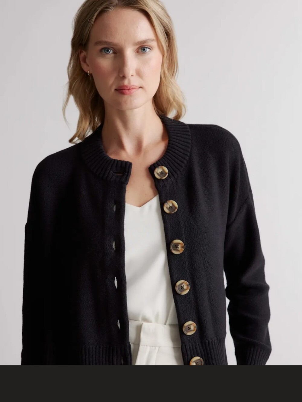 Quince 100% Organic Cropped Cotton Cardigan Navy Small